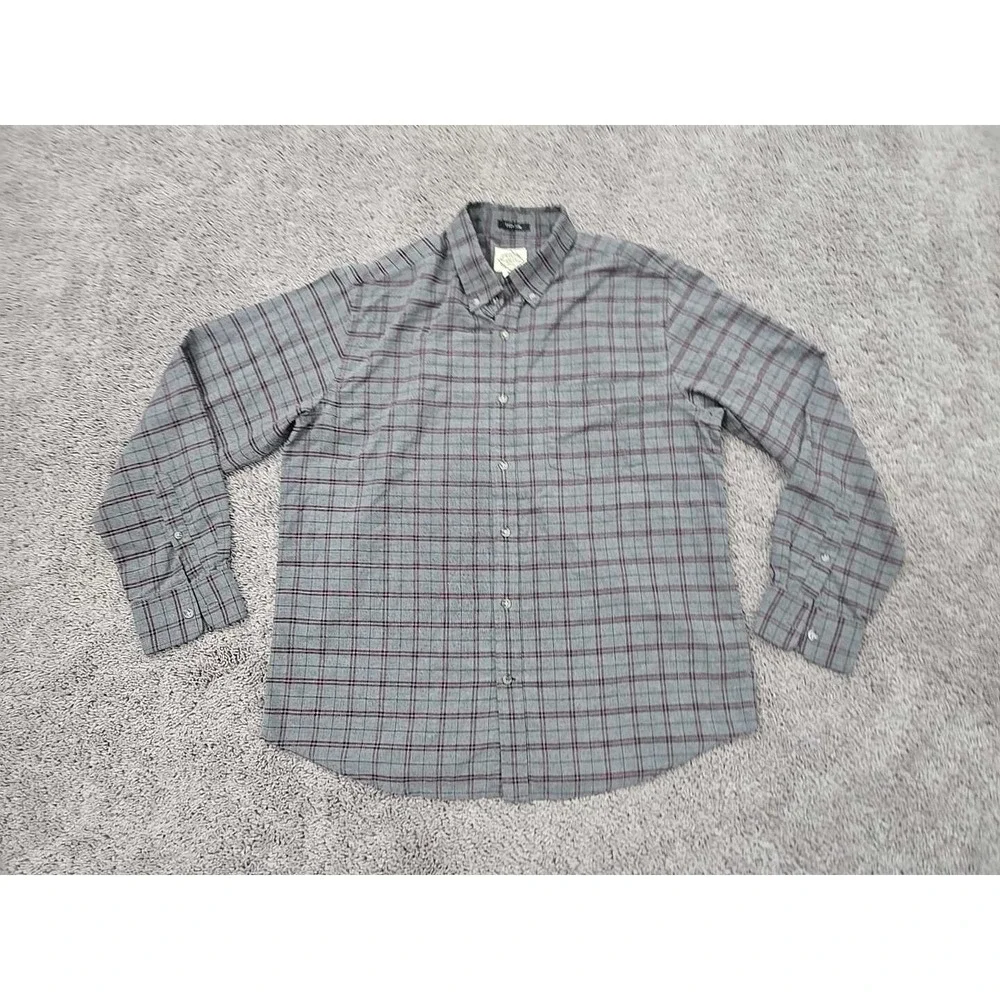 Lot of 2 St John's Bay Button Up Shirt Mens Large Plaid Long Sleeve Chest Pocket
